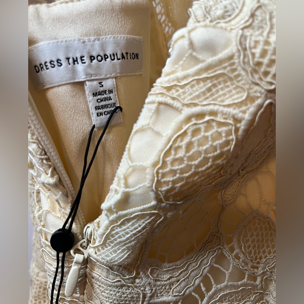 Dress The Population NWT Avianna Rose Lace Dress in Cream - Picture 5 of 6